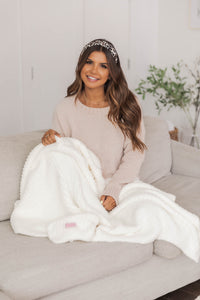 Maybe I'll Stay Fuzzy Cream Blanket FINAL SALE | Pink Lily