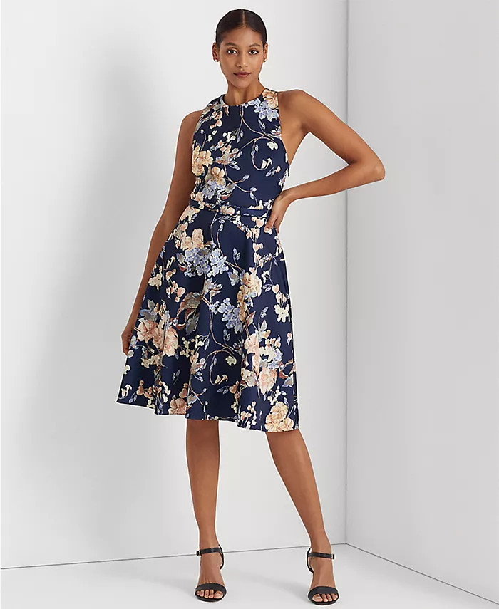 Lauren Ralph Lauren Women's Floral Belted Faille Cocktail Dress & Reviews - Dresses - Women - Mac... | Macys (US)