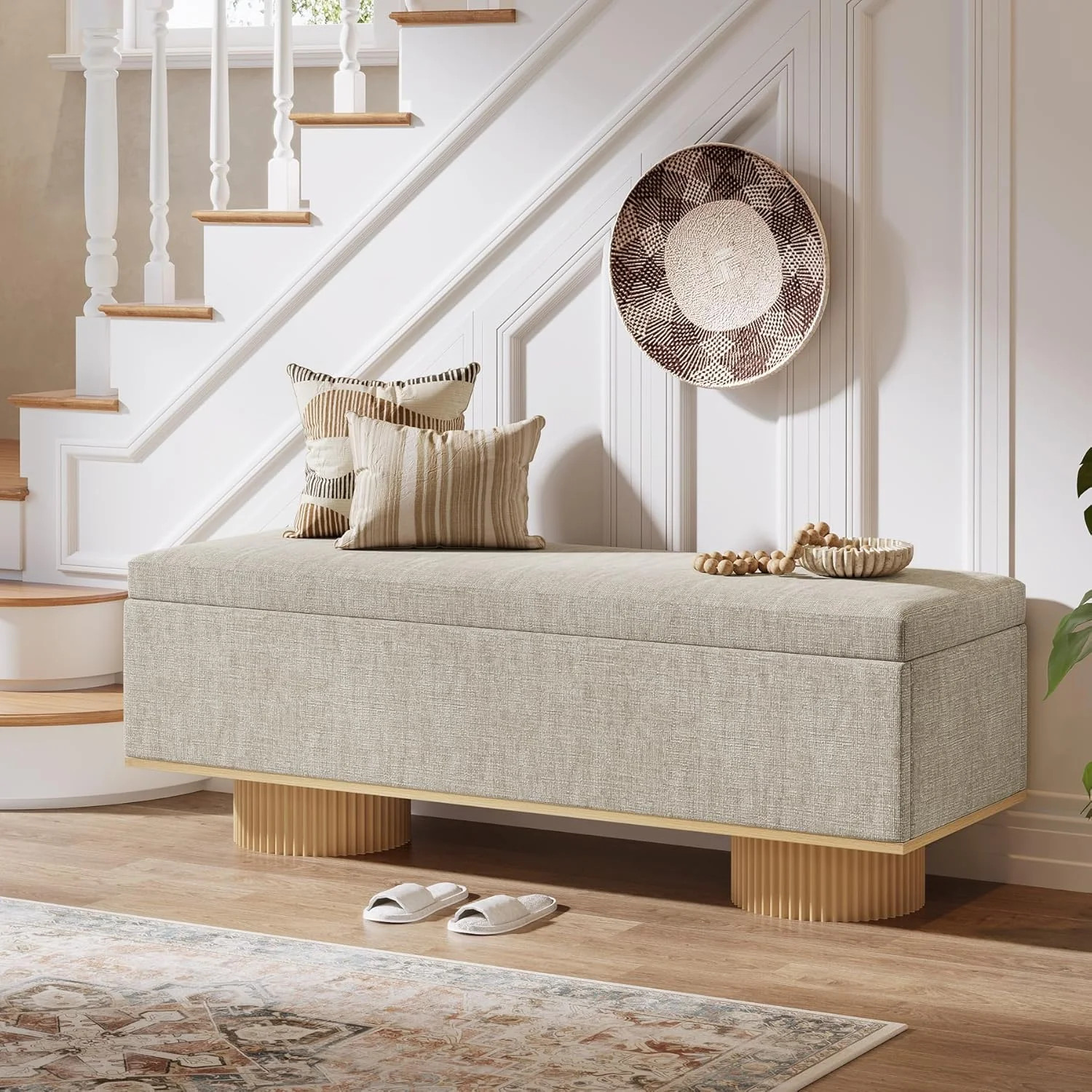 Tribesigns 50.39" Storage Bench with Padded Seat Cushion, Upholstered Shoe Bench with Flip Up Sto... | Walmart (US)