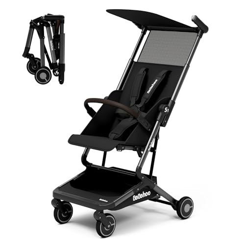 Bebehoo Lightweight Travel Baby Stroller, Foldable Portable Airplane Compact Umbrella Strollers for Toddler 1-3 Years (S1-Black) | Amazon (US)