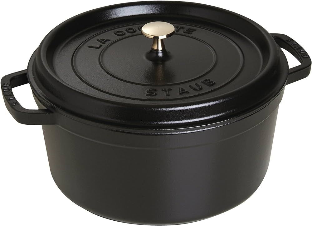 STAUB Cast Iron Dutch Oven 7-qt Round Cocotte, Made in France, Serves 7-8, Black Matte | Amazon (US)