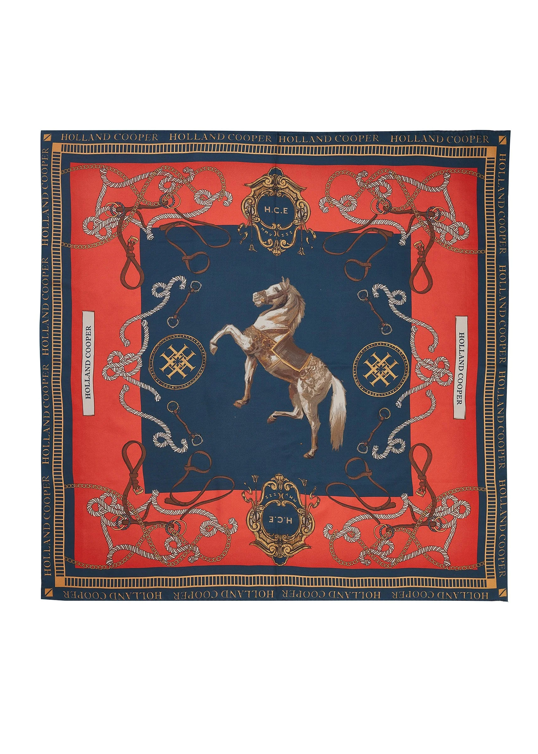 Regal Horse Silk Scarf (Ink Navy Neroli) | Holland Cooper