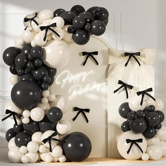 Black Sand White Balloon Garland Arch Kit, 138Pcs Coquette Birthday Decorations Include 10pcs Pre... | Amazon (US)
