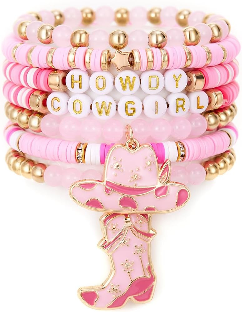 Fuqimanman2020 Western Cowgirl Stretch Stackable Bracelets for Women Beaded Heishi Howdy Rodeo Co... | Amazon (US)