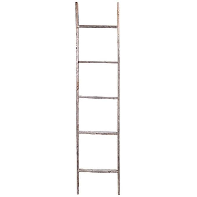 5' Reclaimed Barnwood Rustic Ladder | Amazon (US)