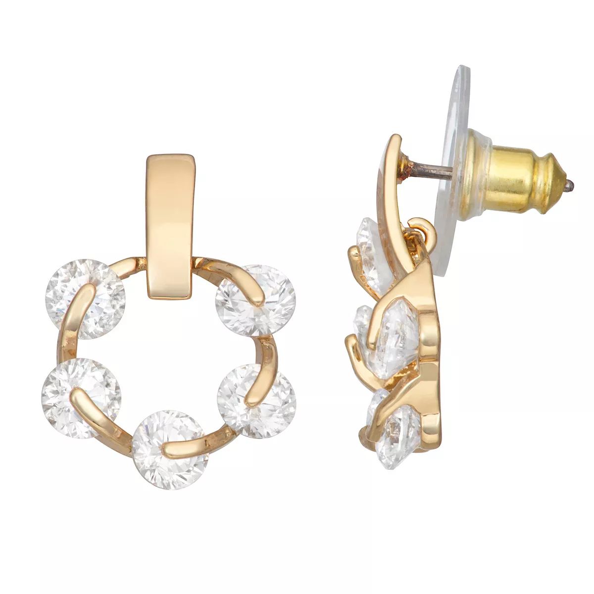 Napier Gold Tone Cubic Zirconia Doorknocker Earrings | Kohl's