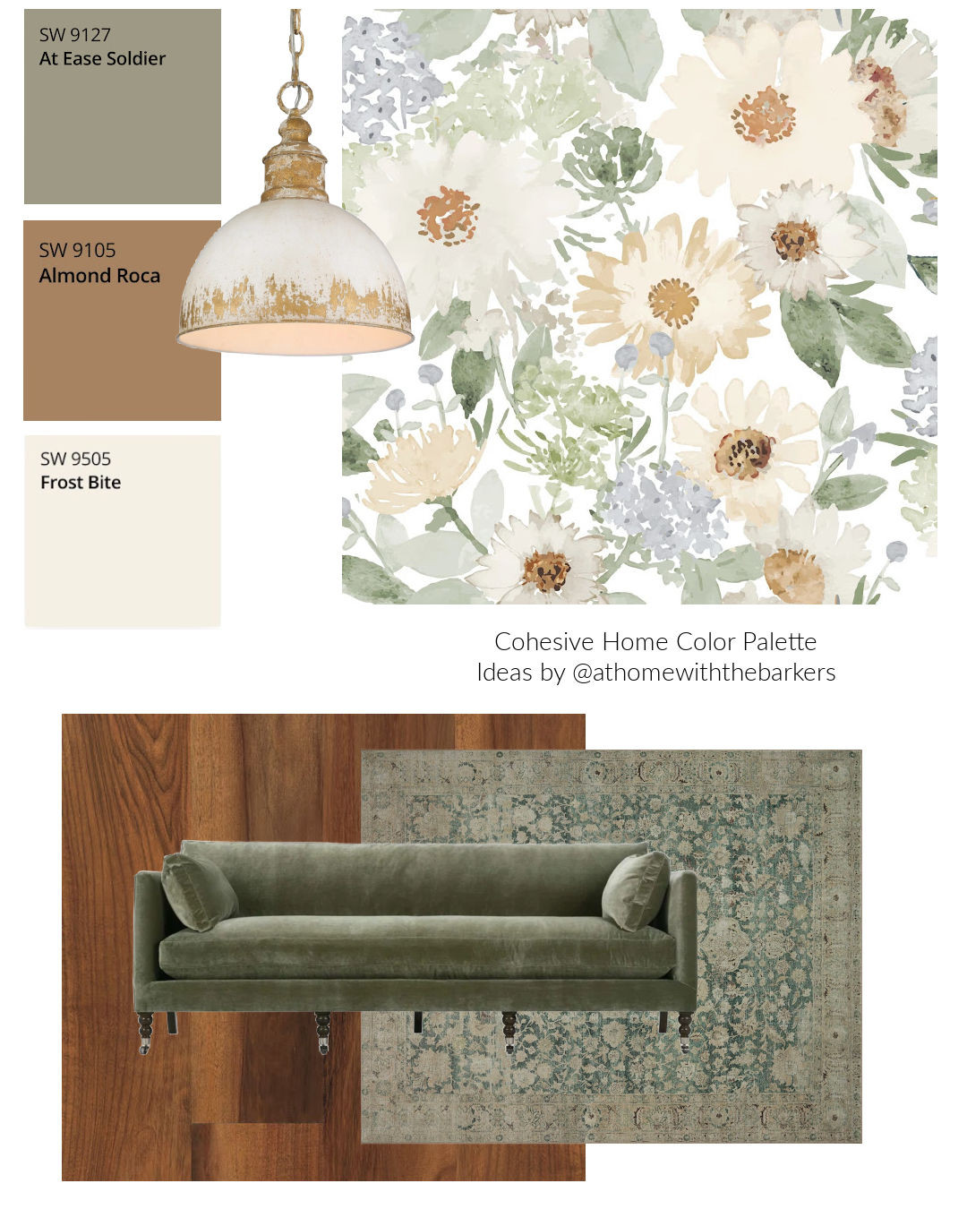 A classic earthy color palette living room makeover. Wallpaper, rug and light fixture 

 #LTKHome
