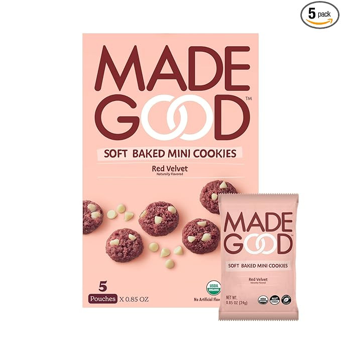 MadeGood Red Velvet Soft-Baked Cookies, 0.85oz Each, Organic Snacks | Amazon (US)