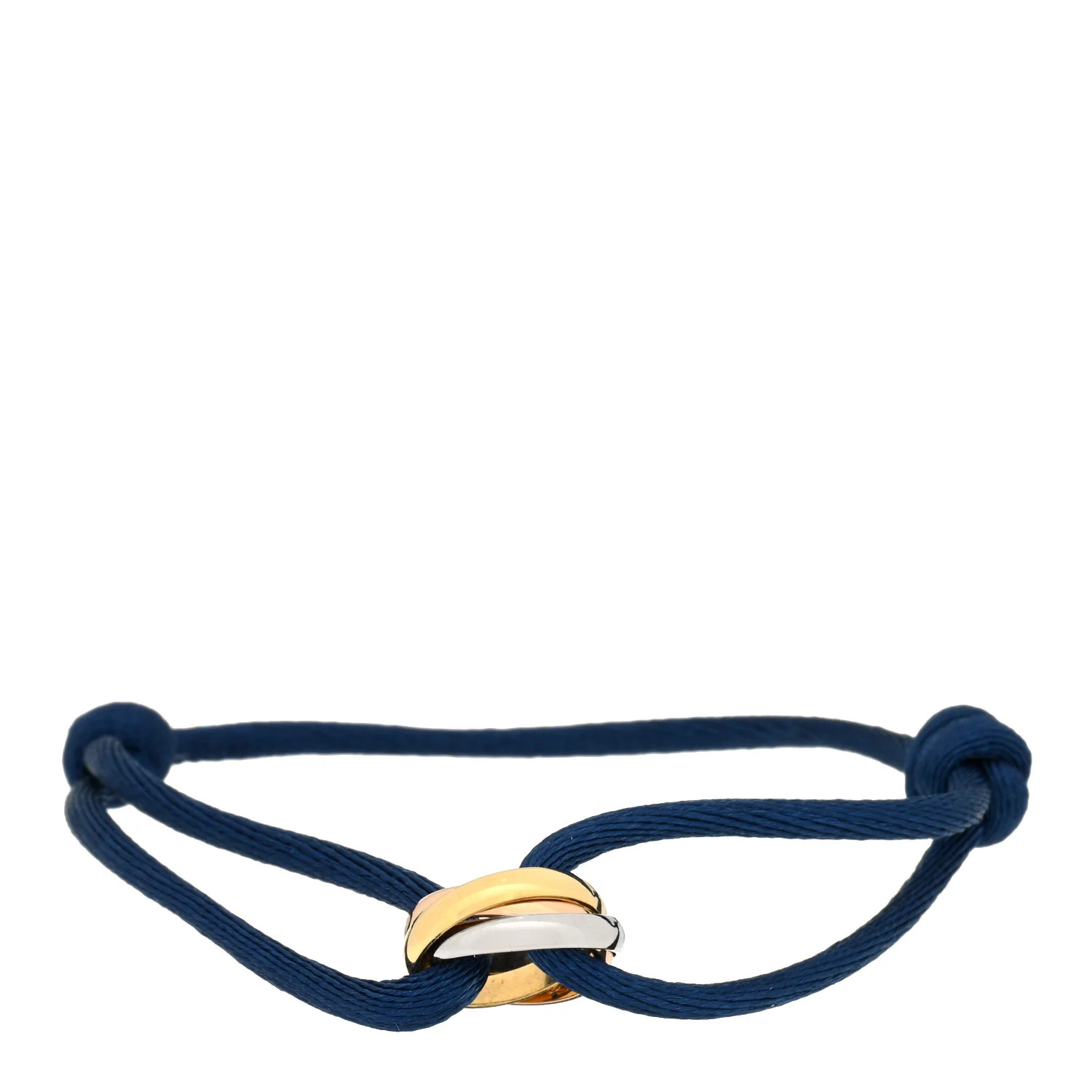 CARTIER 18K Pink Yellow White Gold Trinity Cord Bracelet Blue | FASHIONPHILE (US)