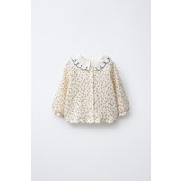 Zara - Floral Textured Shirt - Ecru - 9-12 Months (31,5 Inches) - Kids | Zara US