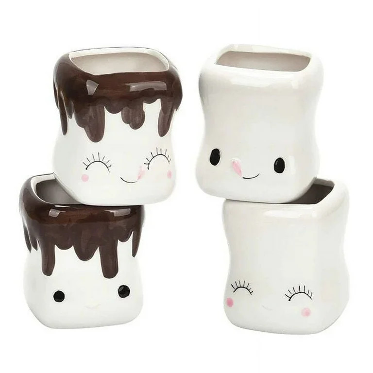 SHENHSA 4 Pack Ceramic Hot Chocolate Mugs, Cute Coffee Mug Set, Couple Matching Mugs, Anniversary... | Walmart (US)
