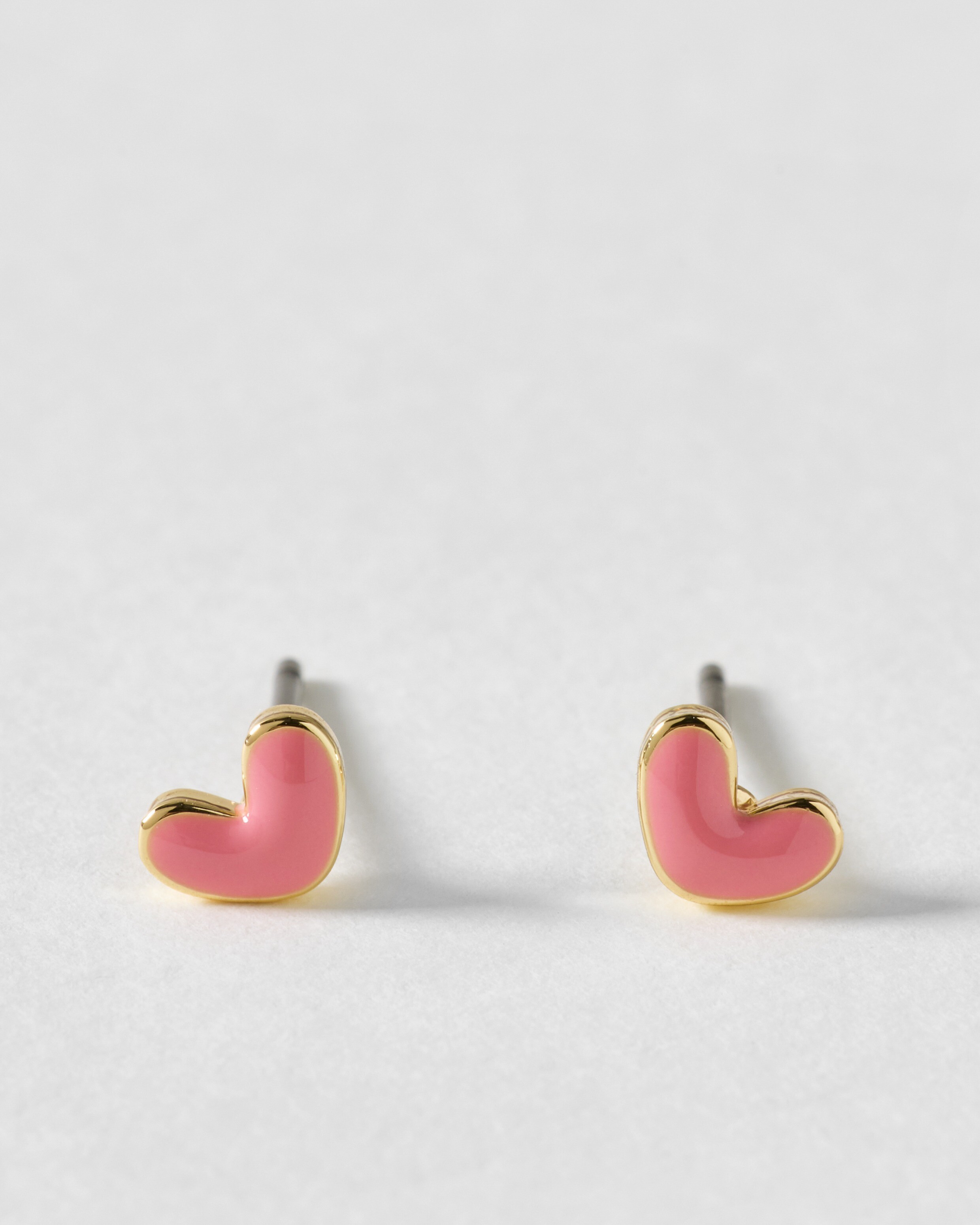 Anne Mini Pink Enamel Heart Stud Earrings | Oliver Bonas (Global)