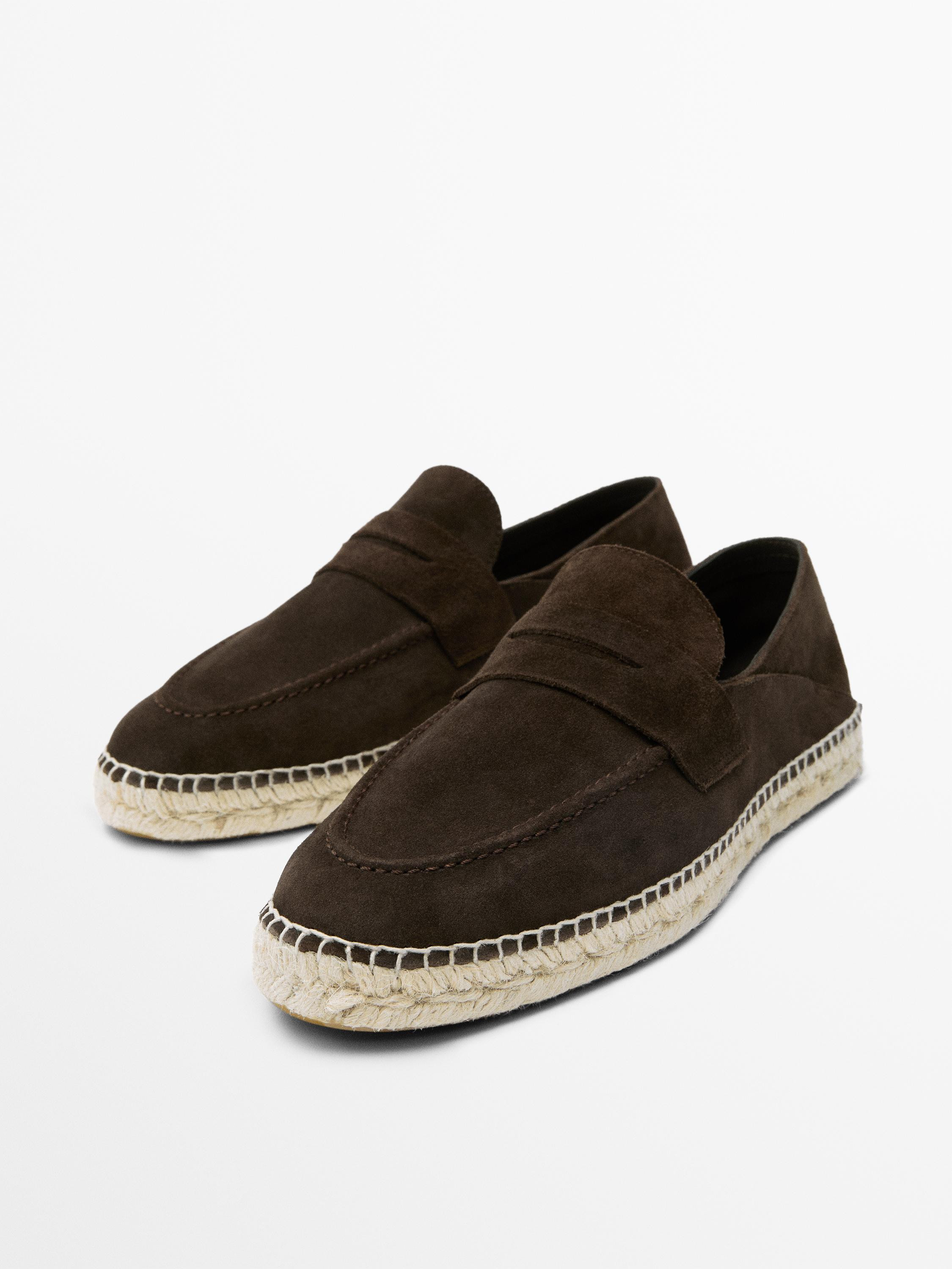 Split leather espadrilles with penny strap | Massimo Dutti UK