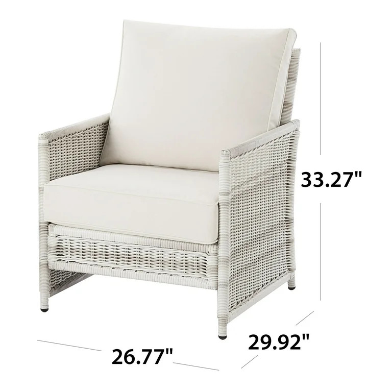 Better Homes & Gardens Paige Outdoor Wicker Stationary Lounge Chairs, Set of 2, White | Walmart (US)