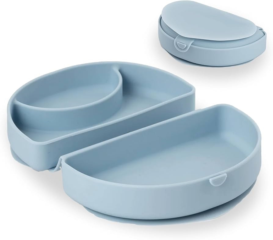 Miniware Baby Travel Plate with Suction - Foldable Silicone Baby Travel Essential to Promote Self... | Amazon (US)