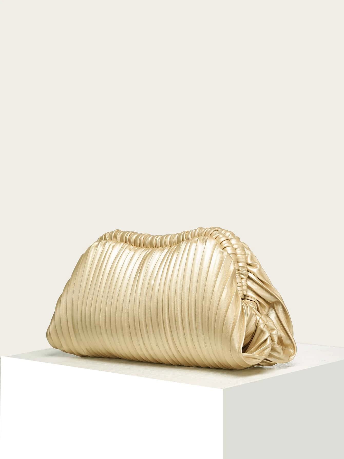 Minimalist Ruched Bag Medium Gold Funky | SHEIN