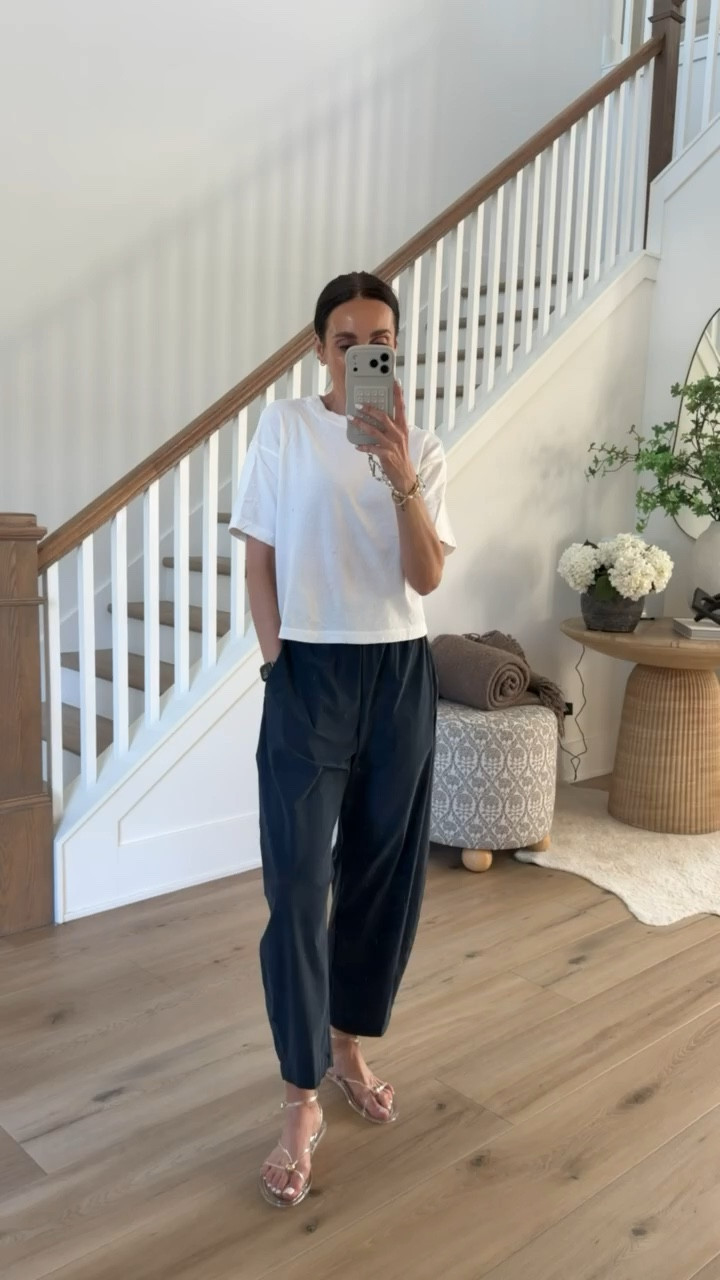 Viral white tee from Target with flowy barrel leg pants. I'm wearing S in tee and XS in pants.

comfy outfit, mom style, school drop off, vacation style, annabrstyle

#LTKOver40 #LTKootd #LTKmomlife