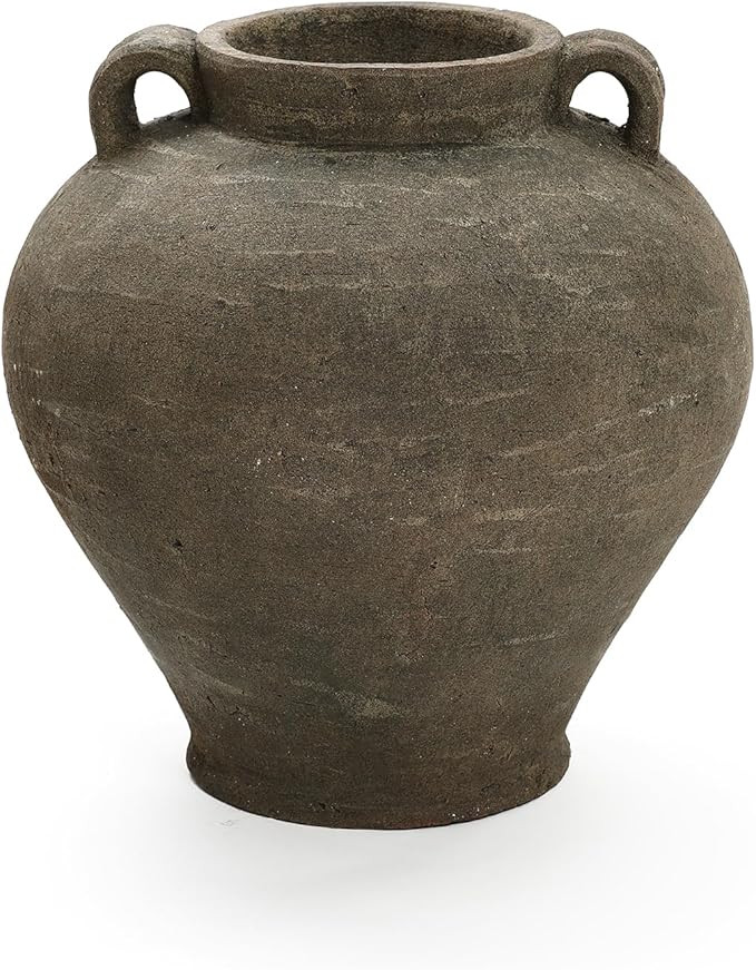 LuxenHome Rustic Large Flower Vase,14'' Tall Brown Terracotta Cauldron Vase,Farmhouse Decorative ... | Amazon (US)