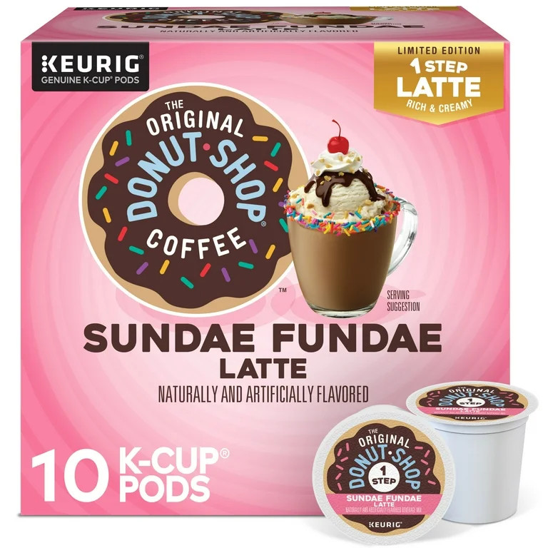The Original Donut Shop, Sundae Fundae One Step Latte Dark Roast K-Cup Coffee Pods, 10 Count | Walmart (US)