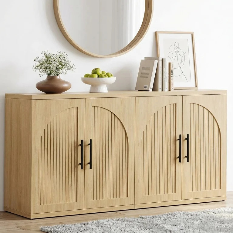 Anyact Modern Fluted Sideboard Cabinet, 63" Long Dressers with Metal Handle w/Curved Profile Desi... | Walmart (US)