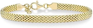 Miabella 18K Gold Plated 925 Sterling Silver Italian 5mm Mesh Link Chain Bracelet for Women, Made... | Amazon (US)