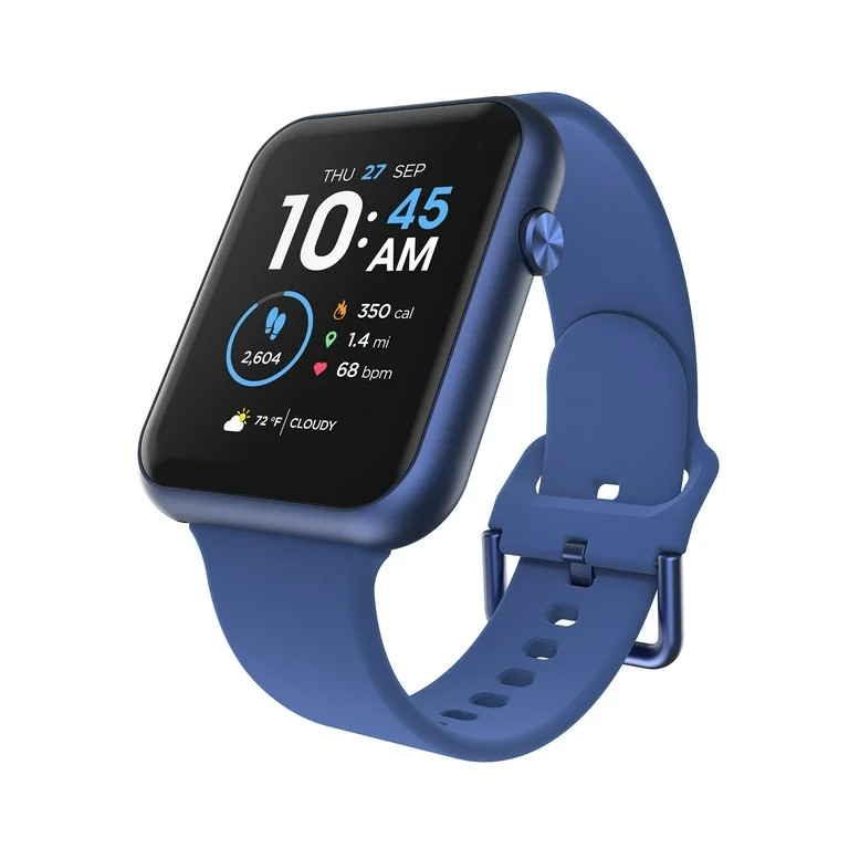 iTech Fusion 3 Unisex Adult Rectangular Smart Watch, Blue, Silicone Strap | Walmart (US)