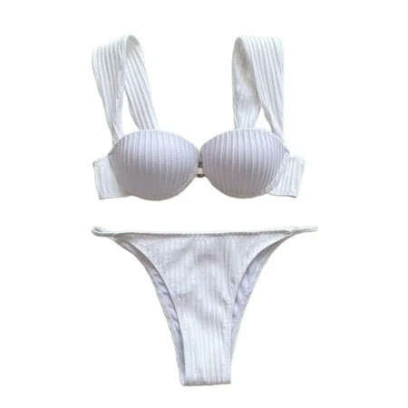 Women Bikinis Swimsuit Swimwear Bikinis Set Two Pieces Swimming Costume White Bikinis Swimsuit | Walmart (US)