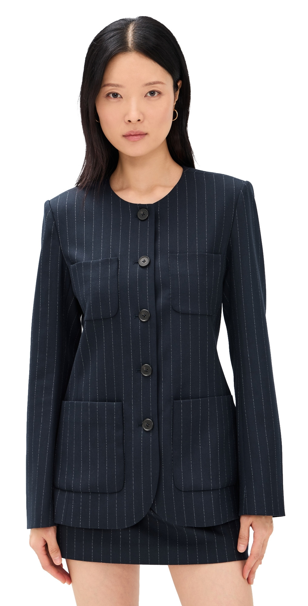 Favorite Daughter The Busy Woman Jacket Navy Pinstripe S | Shopbop