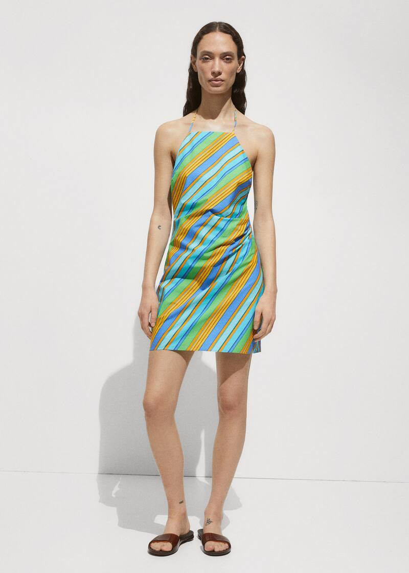 Halter dress with striped print -  Women | Mango USA | MANGO (US)