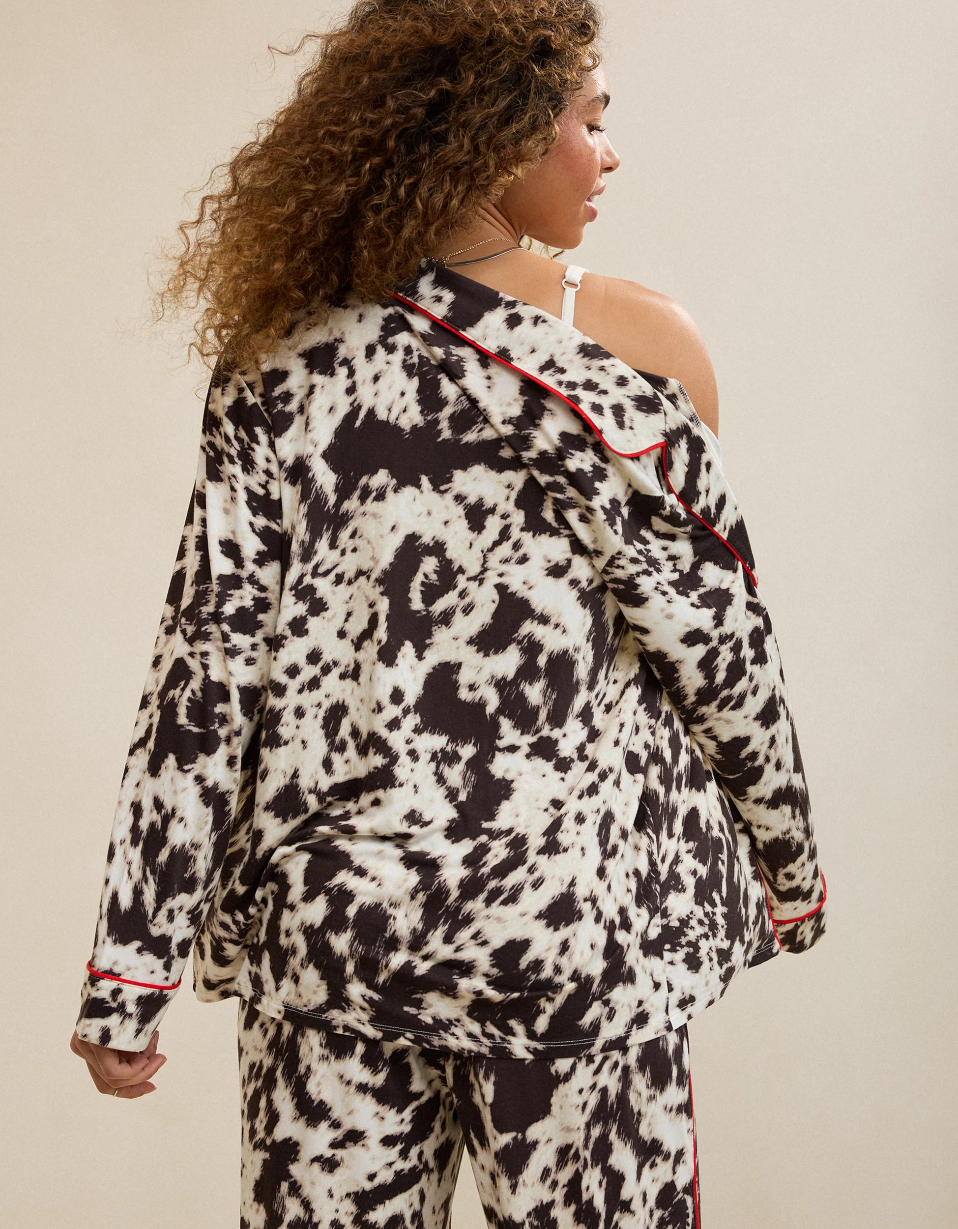 OVERSLEPT by Aerie Real Soft\u00ae Piping Long Sleeve PJ Top | Aerie