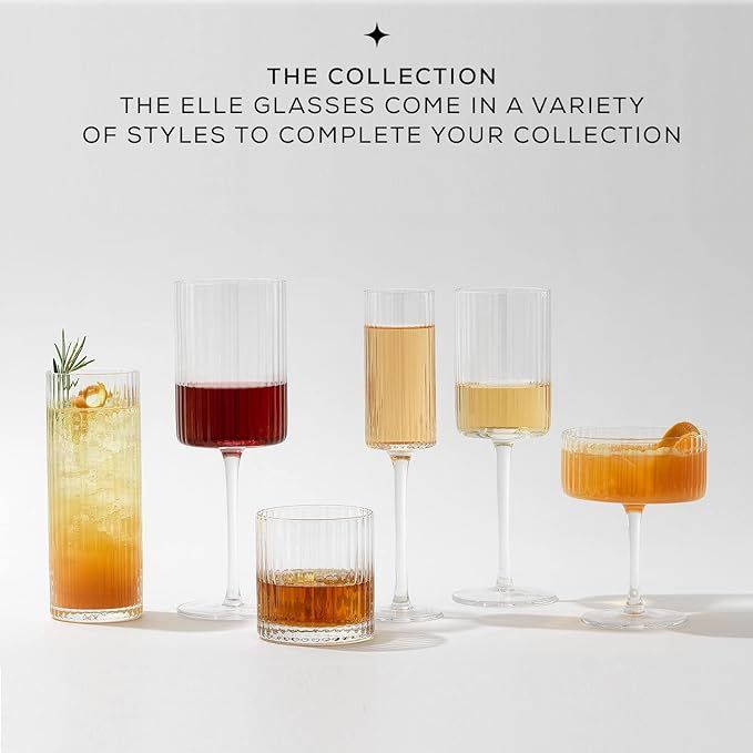 JoyJolt – ELLE 6oz Champagne Glasses. Vintage Style Unique Drinking Mimosa Glasses, Cocktail Gl... | Amazon (US)
