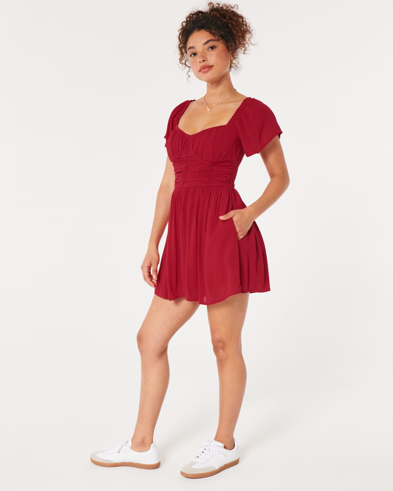 Ruched Bodice Sweetheart Romper | Hollister (US)