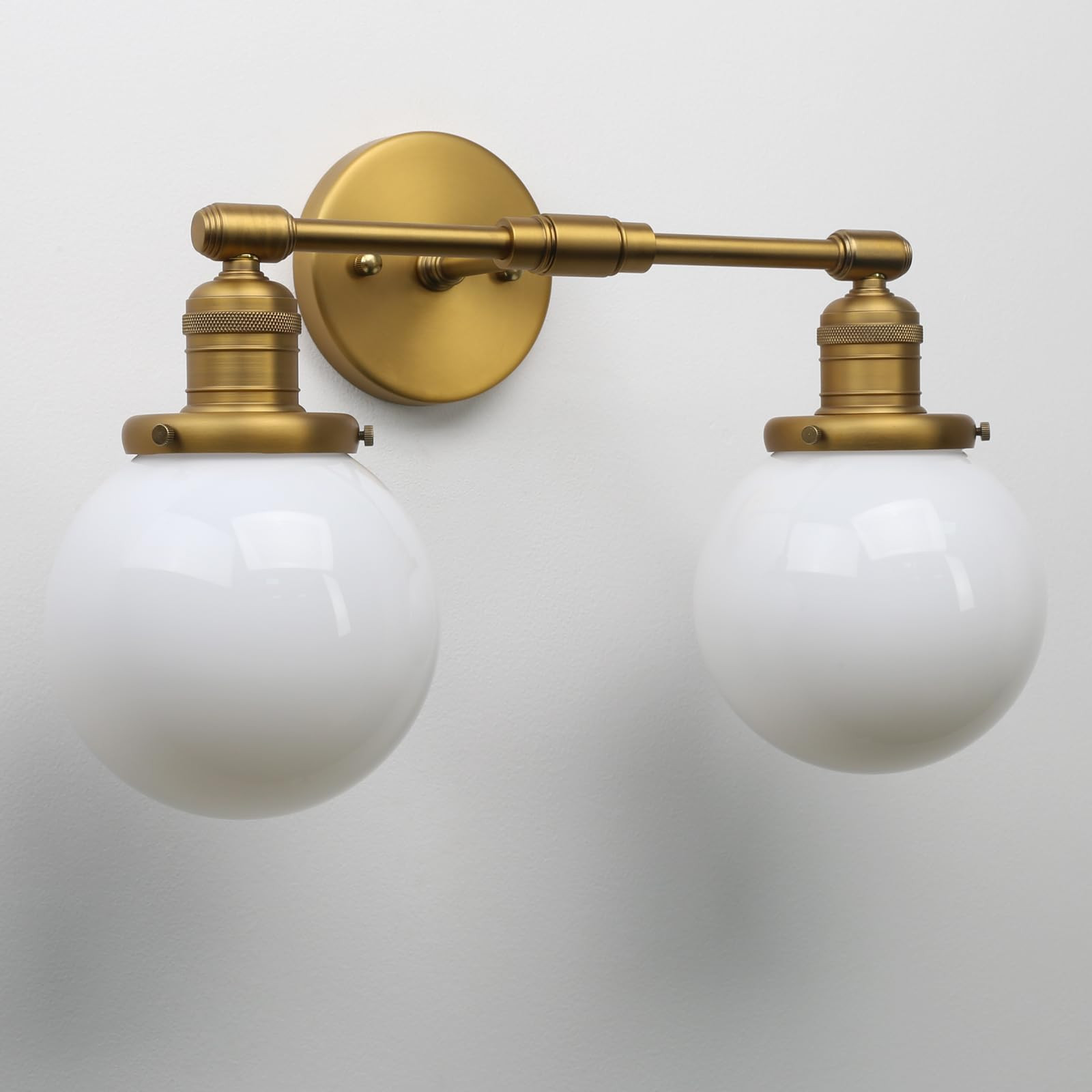 Pathson Milk White 2-Light Wall Sconces, Hardwired Bathroom Sconces for Mirror, Globe Glass Wall ... | Amazon (US)