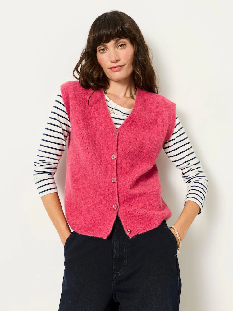 Donkerroze - FatFace Wool Rich Soft Knit Sleeveless Cardigan | Next EU