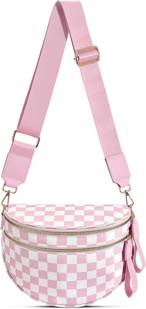Checkered Nylon Crossbody Bag Bum Bag for Women Mom Spacious Checkered Crossbody Purses Shoulder ... | Amazon (US)