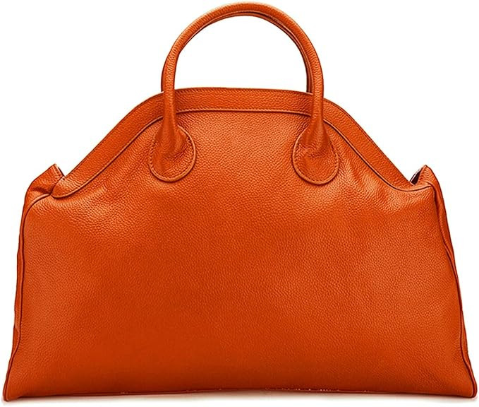 Women's Large Genuine Leather Handbag,Soft Solid Color Top Handle Bag with Zipper,High Capacity T... | Amazon (US)