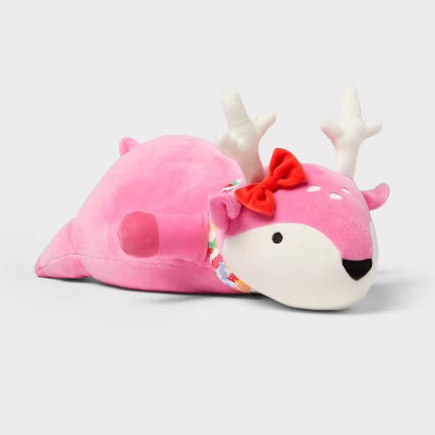Holiday Pink Deer Weighted Plush Kids' Throw Pillow- Pillowfort™ | Target