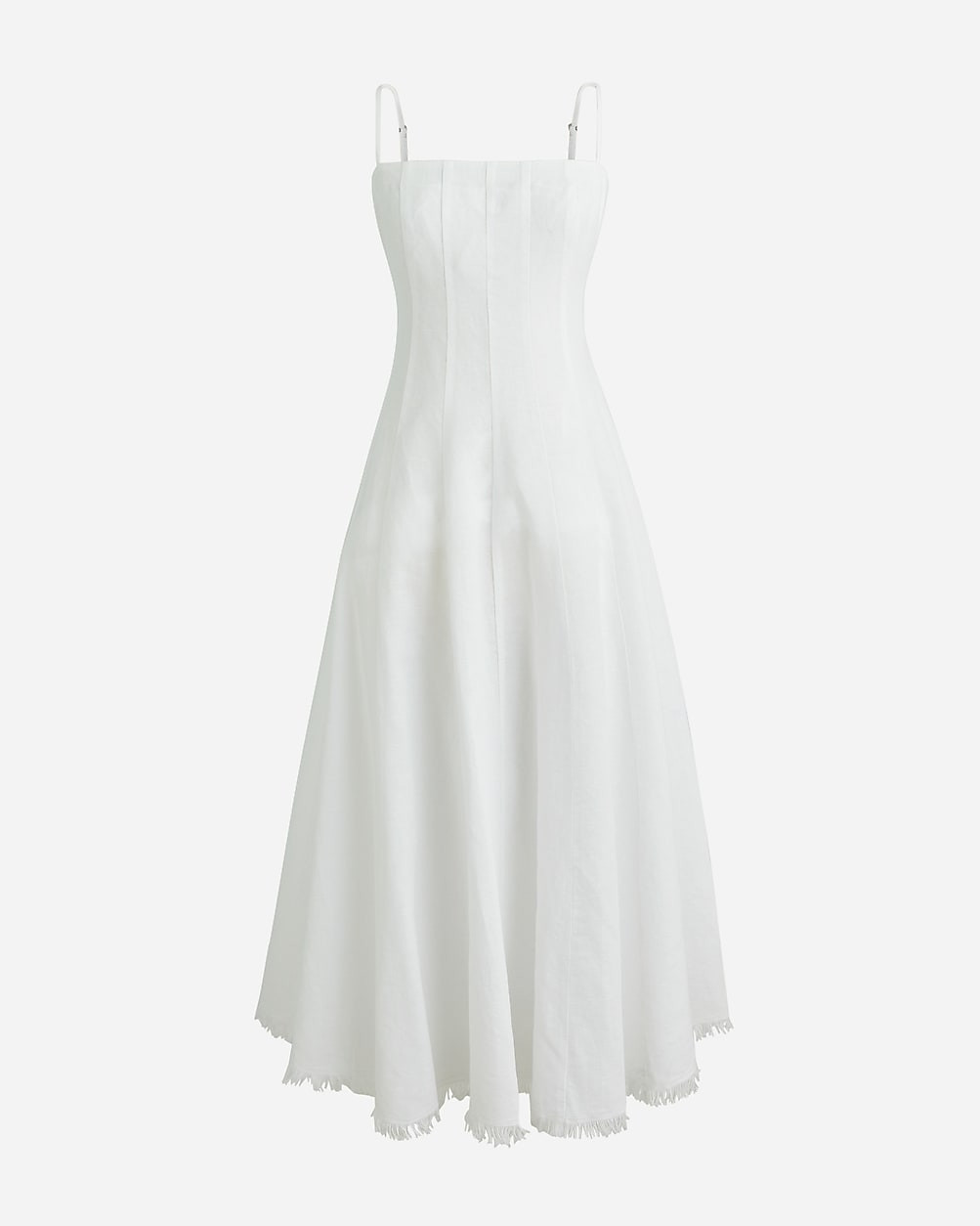 Seamed flare midi dress in linen blend | J. Crew US