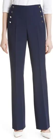 Tocalita Button Detail Wide Leg Recycled Polyester Blend Trousers | Nordstrom
