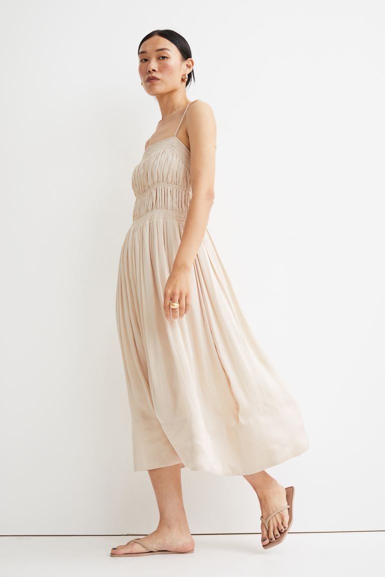 Smock-detail Satin Dress | H&M (US + CA)