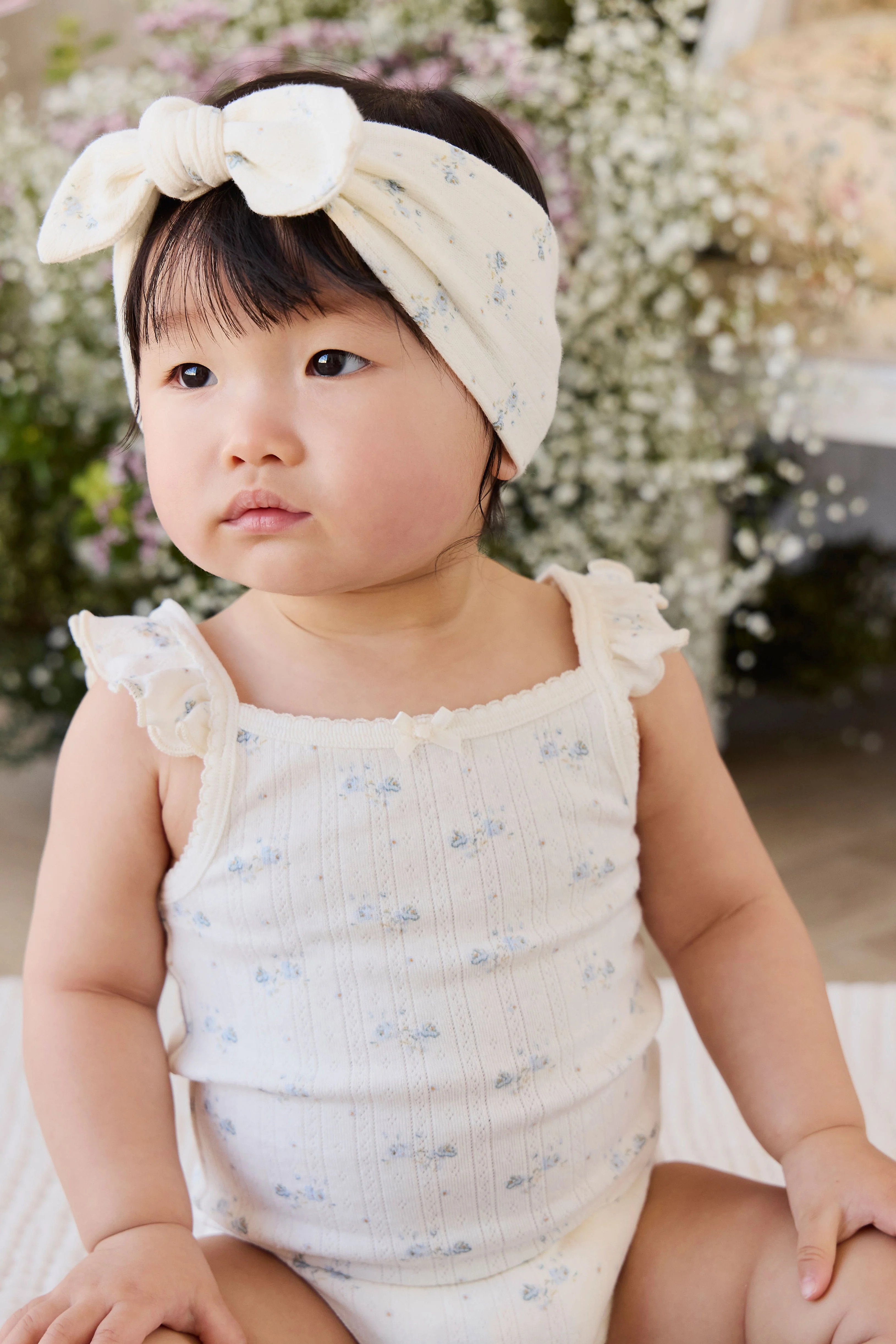 Organic Cotton Pointelle Eliane Bodysuit - Molly Blue 0-3M | Jamie Kay