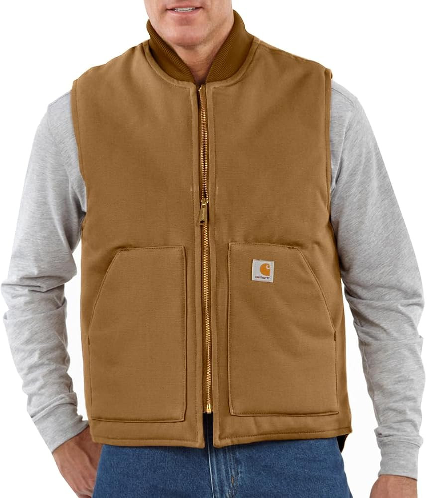 Carhartt Men's V01 Relaxed Fit Firm Duck Insulated Rib Collar Vest | Amazon (US)