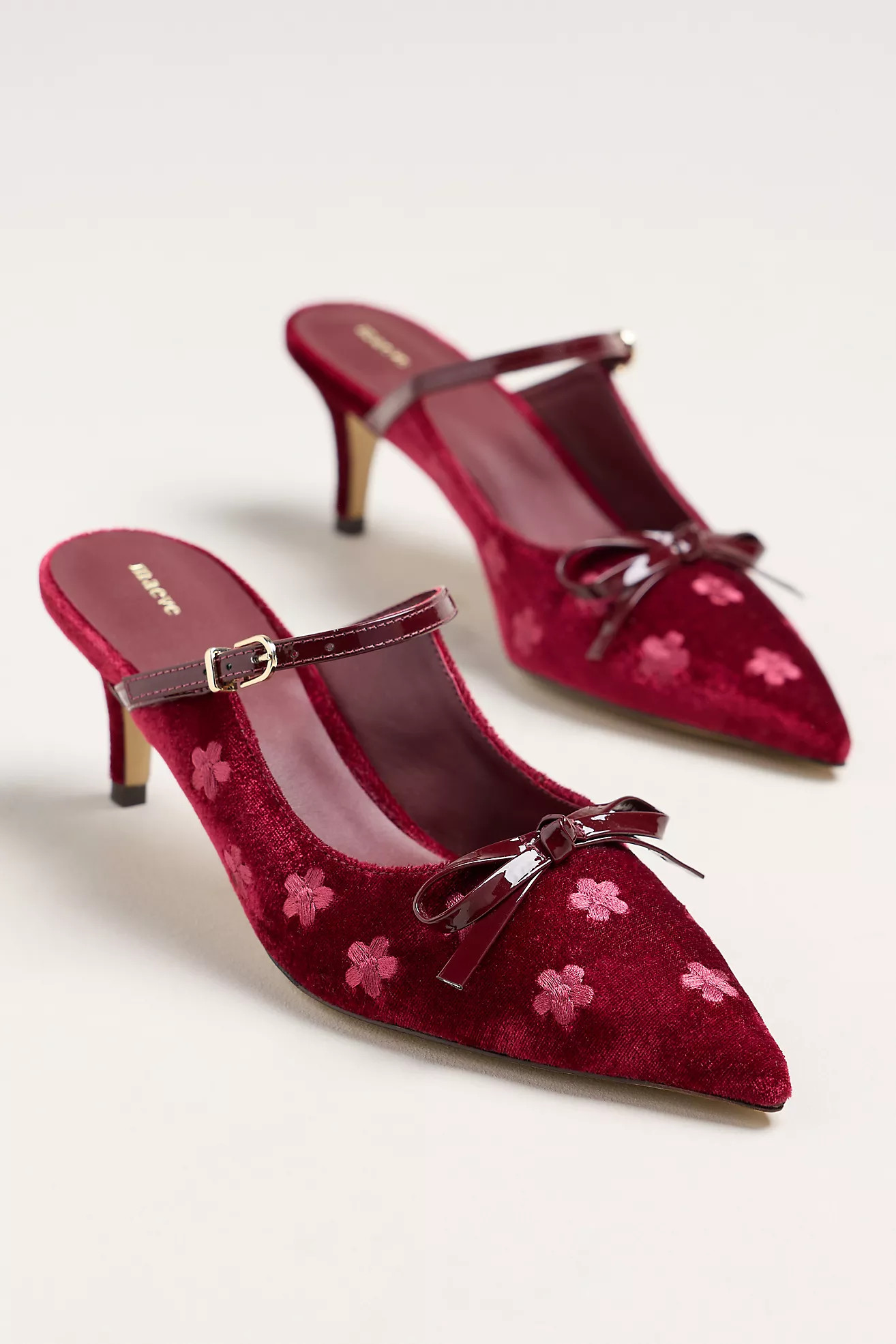 Maeve Bow Kitten-Heel Mules | Anthropologie (US)