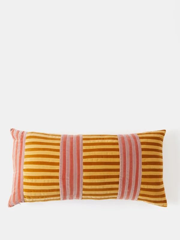 Vida striped cotton-velvet cushion | Christina Lundsteen | Matches (UK)