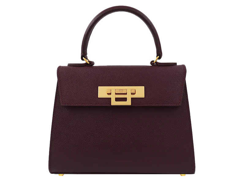 Fonteyn Midi Dolomite Pebble Print Calf Leather Handbag - Wine | Lalage Beaumont