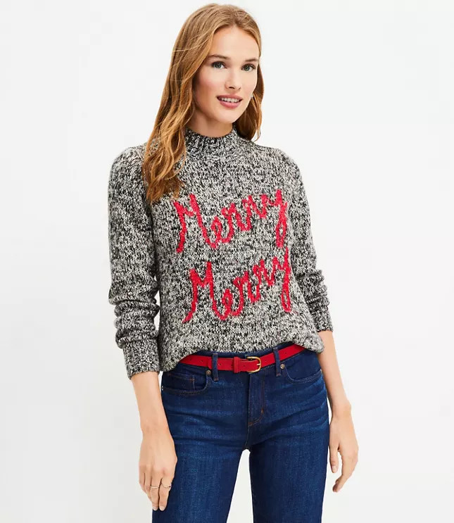 Merry Merry Mock Neck Sweater | LOFT