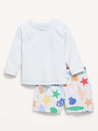 Long-Sleeve Rashguard Swim Top and Trunks Set for Baby | Old Navy (US)