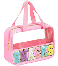 Snack Bag for Travel - Clear Chenille Varsity Letter Flat Pouch with Zipper, 12.2×8.46 inch Wate... | Amazon (US)