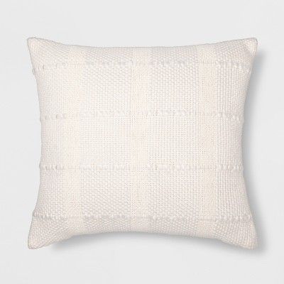 Textured Grid Square Throw Pillow Cream - Threshold™ | Target