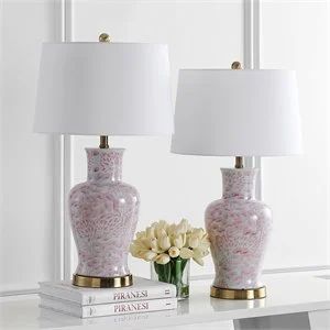 Safavieh Calli Table Lamp in Pink and White (Set of 2) | Cymax